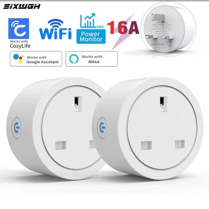 Cozy 16A Smart Socket WiFi UK Smart Plug 3pin Adapter Home Alexà Voice Control Power