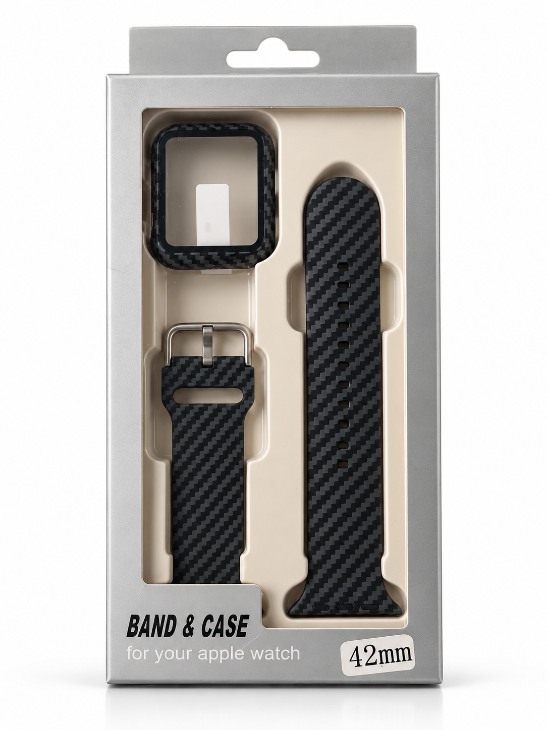 Carbon-Fiber Style Apple Watch Band & Protective Case – 42mm